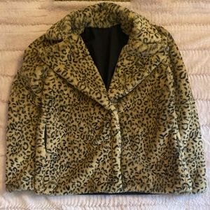 Kendall & Kylie Reversible Leopard Print Sherpa Jacket, Size Small